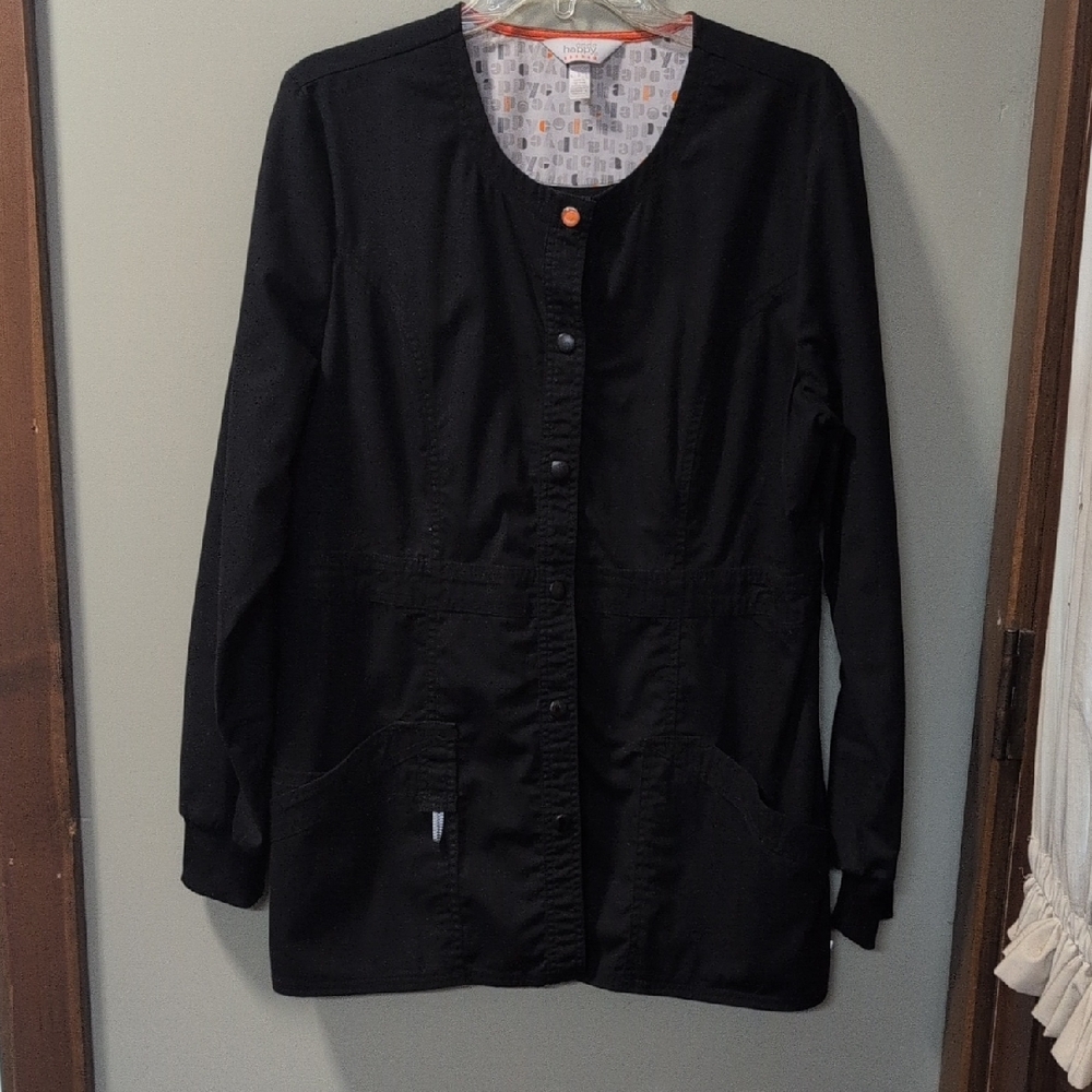 Code Happy Women's Black Scrub Jacket
